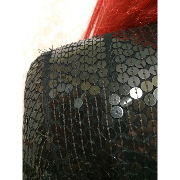 Vintage 80s Stenay Sequin Silk Top Blouse Size S M Black Gold Bronze Cocktail - Picture 8 of 12